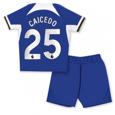 Chelsea Moises Caicedo #25 Hemmatröja Barn 2023-24 Kortärmad (+ Korta byxor)